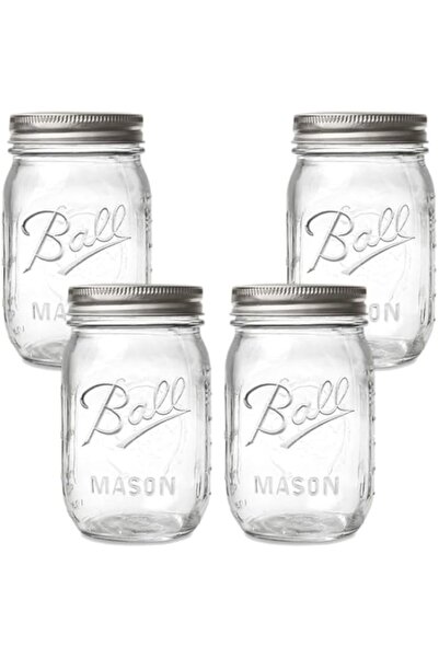 Generic BBAUER Glass Mason Jars, 32 oz Clear Glass Jars with Silver Metal Lids and Seal Bands for Sealing, C