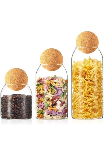 Generic برطمان زجاجي من إلينج مع غطاء كرة من الفلين - 500 مل/750 مل/1000 مل