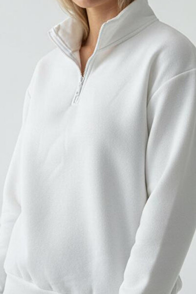 Balenbi Women's 3 Thread Fleece Half Zipper Oversize Sweatshirt 1112