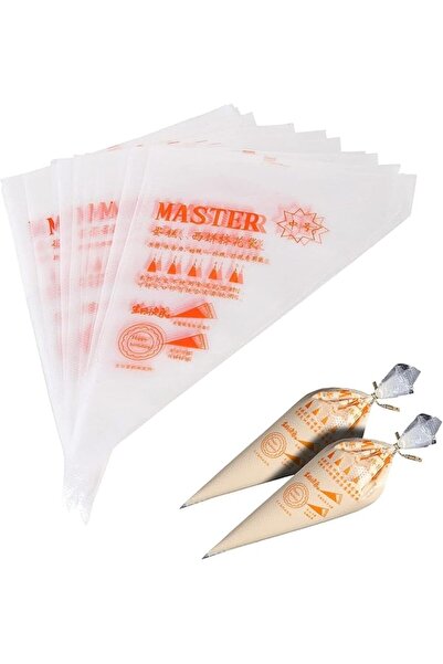 Generic 100 قطعة من أدوات تزيين الكيك والحلوى الناعمة على شكل نافورة ثلج وحقيبة تزيين الخبز وحقيبة الأنابيب للاستخدام مرة واحدة، باللون الأبيض