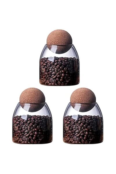 Generic AUTOYSUR Glass Food Storage Canister with Airtight Cork Lid（3Pcs）, Clear Food Storage Jar Contai