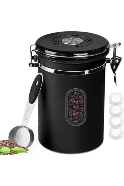 Generic 1800ML Airtight Coffee Canister with Date Tracker Transparent Window, 22i8OZ Coffe Beans Storage wit