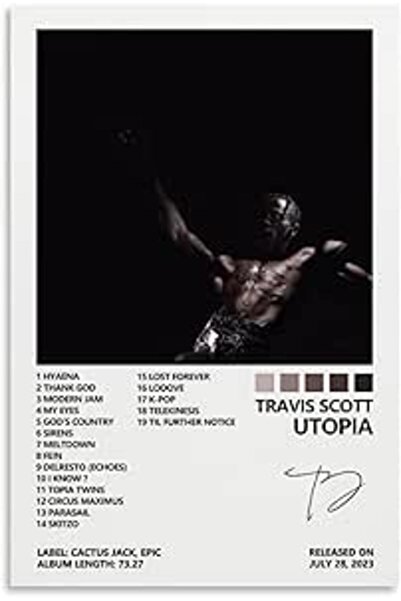 Generic LUOWEI Utopia Album Cover Posters for Bedroom Canvas Posters for Room Aesthetic Wall Art Decor 16x24