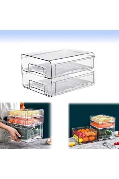 Generic منظم أدراج الثلاجة، صناديق تنظيم الثلاجة البلاستيكية الشفافة القابلة ...