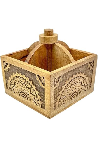 Generic حامل أدوات مائدة خشبي من سوق ديزاينز، منظم خشبي للمطبخ وغرفة الطعام -...