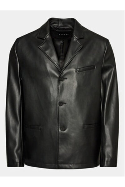 Sisley Ανδρικό μπουφάν από δερματίνη 2NHCSW01D μαύρο