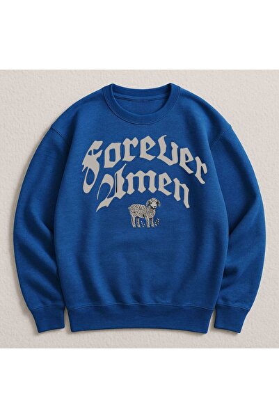 MAYDAY CULTURE Hanorac unisex albastru cu două fire, imprimat Dtf, ușor, cu c...