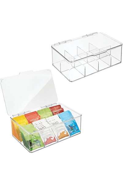 Generic CENXI Tea Bag and coffe Organizer Clear Acrylic Tea Storage Box with Lid, Plastic Tea Bag Holder Sta
