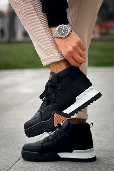 Zapatos CH057 Ghost Line Erkek Spor Günlük Bağcıklı Cilt Bot CSBT - Siyah