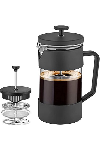 Generic French Press Coffee & Tea Maker 600ml, Thickened Borosilicate Glass Coffee Press with Filter Screens