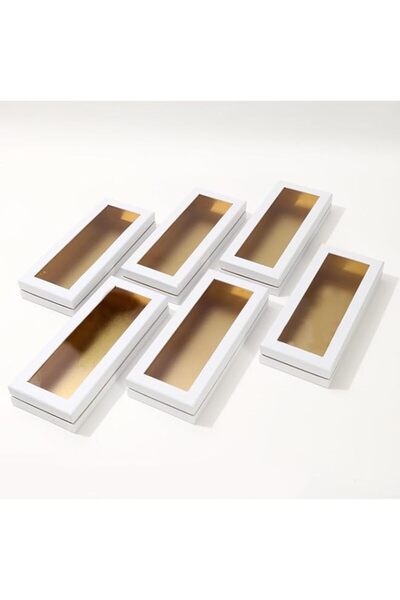 Generic Red Dot Gift® 6-Pack White Cardboard Sweets Boxes with PVC Window H4*10 * 23i5cm Cookie Boxes Pastr