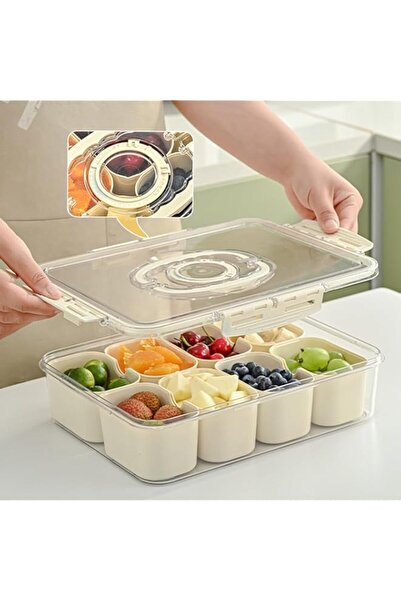Generic Jentyata Snack Box Divided Serving Tray with Lid and Handle Food Storage Containers, 5 Compartment O