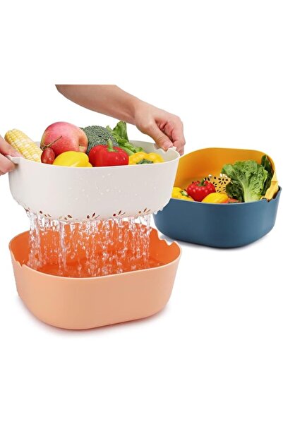 genric مجموعة من 2 وعاء مصافي ومصافي، مصفاة حوض مطبخ متينة للفاكهة والخضروات