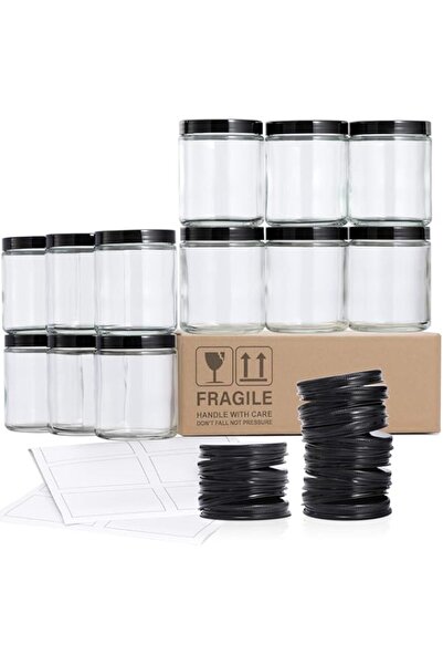 genric AOZITA Thick Glass Jars with Lids, Clear - Pack of 12 (8Oz)