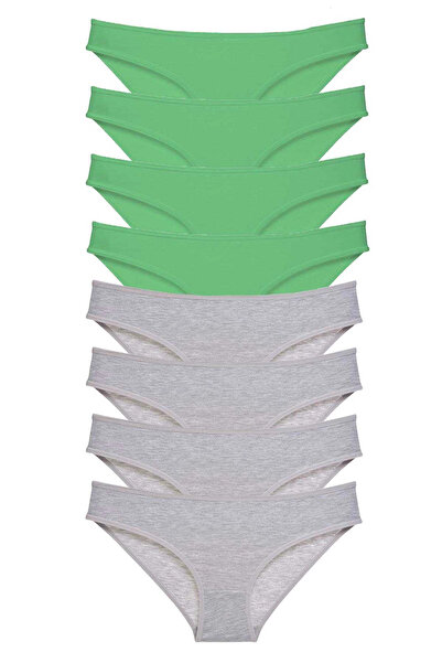 FrereConception 8 Pieces Super Eco Set Lycra Women's Slip Panties Green Gray