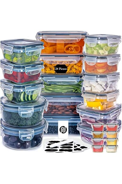 genric Seamless 24-Piece Airtight Food Storage Containers Set - BPA-Free PP Plastic, Snap Lock & Silicone S