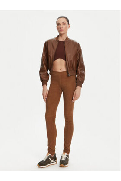 Serge Pariente Γυναικείο Δερμάτινο Παντελόνι STRECHY VS Καφέ