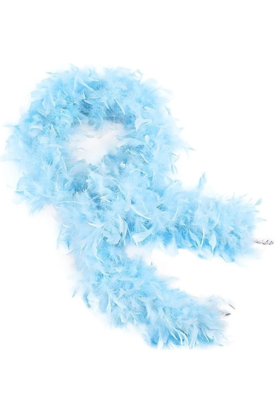Lisinya Light Blue Color Fluffy Thick Otriş Boa Feather 6 cm Width 180-200 cm...