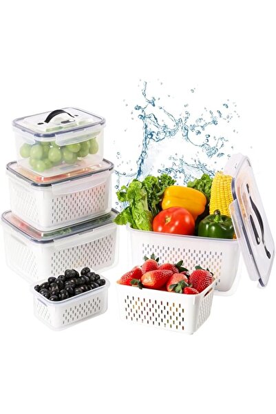 Generic Fruit Vegetable Saver Container, 5pcs Re-usable Plastic Airtight Food Storage Containers with Remov