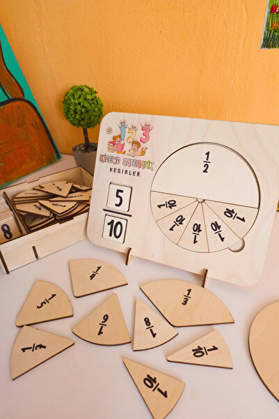 KİDEWO İlkokul Matematik Eğitici Kesir Daireleri Ahşap Oyuncak Etkinlik Seti ...