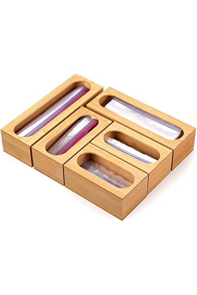 genric منظم أكياس زيبلوك من LYLYMYKHH، موزع تغليف بلاستيكي للدرج، 5 صواني منف...