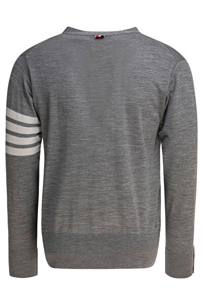 THOM BROWNE CLASSIC V-NECK CARDIGAN IN FINE MERINO WOOL W/ 4BAR STRIPES