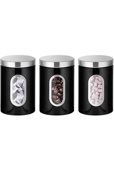 genric مجموعة علب مطبخ من 3 قطع بأغطية محكمة - برطمانات تخزين طعام، نافذة عرض...