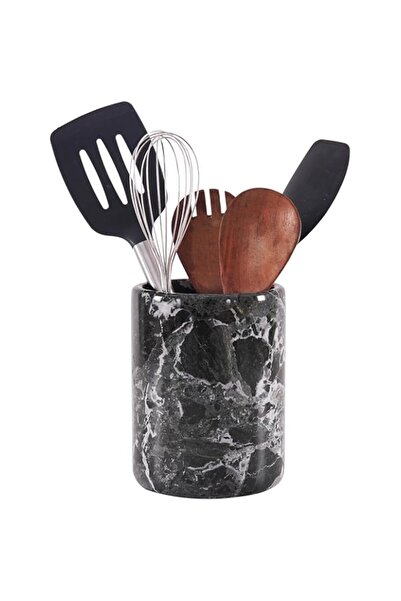 genric Radicaln Marble Utensil Holder 6.5'' inches Black Handmade household essentials for modern home deco