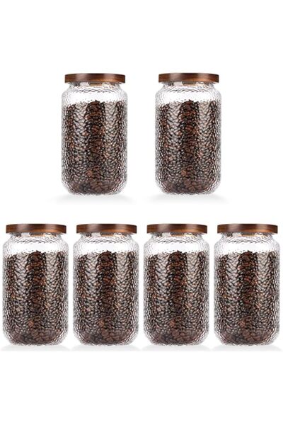 genric إدتيك، 6 عبوات زجاجية للتخزين مع غطاء، برطمانات زجاجية محكمة الإغلاق، ...