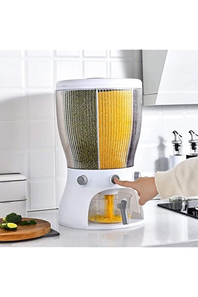 genric 360 Degree Rotatable Large Capacity 4 Grid Food Dispenser Cereal Conta...