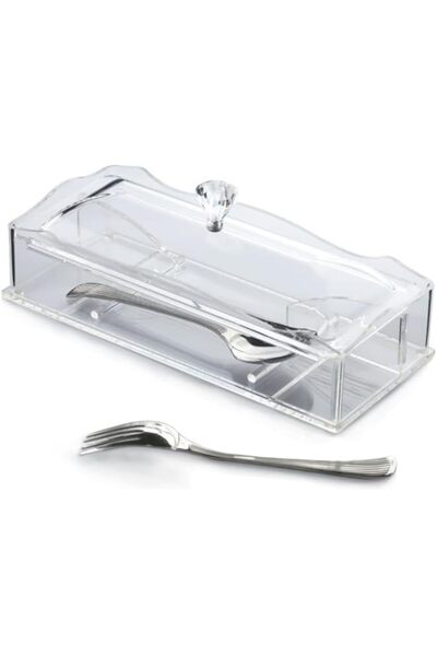 genric Orchid Acrylic Cutlery Holder Box, Cutlery Storage Organizer, Cutlery ...