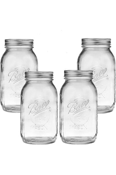 genric ExpressShop Glass Mason Jars, 32 oz Bundle for Ball Mason Jars Set of 4 Glass Canning Jars - Food St