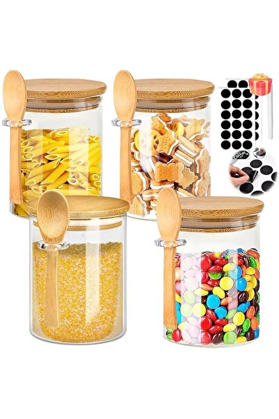 genric مرطبانات زجاجية من STAYOUNG - عبوة من 4 رفوف توابل للمطبخ مع قلم تحديد...