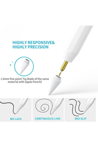 Denx قلم ستايلس عالمي للأجهزة اللوحية والهواتف الذكية، يدعم أنظمة ويندوز، آيفون، وأندرويد، أبيض