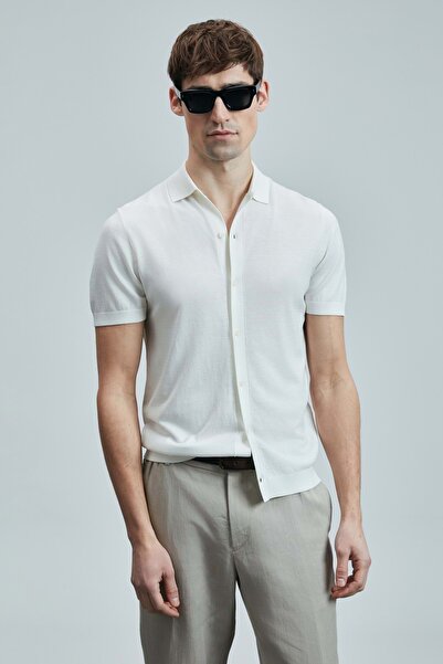 Lufian 111090132 Hector Men's Modal Blended Sweater Shirt Men's Shirt White