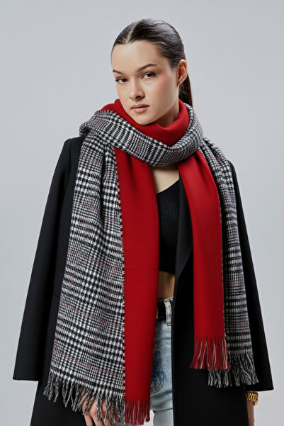 derikem Women's Soft Textured Plaid Pattern Winter Reversible Shawl Scarf