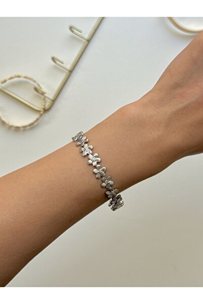 YOUES JEWELRY سوار نسائي من الفولاذ بنمط زهرة الأقحوان قابل للتعديل