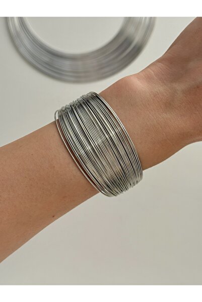 YOUES JEWELRY Çelik Kalın Kelepçe Bilezik Kadın Bileklik Unisex Silver Kadın ...