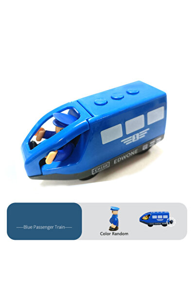Choice3 قطار كهربائي مغناطيسي أزرق مع دمية صغيرة، لعبة سكة حديد خشبية متوافقة