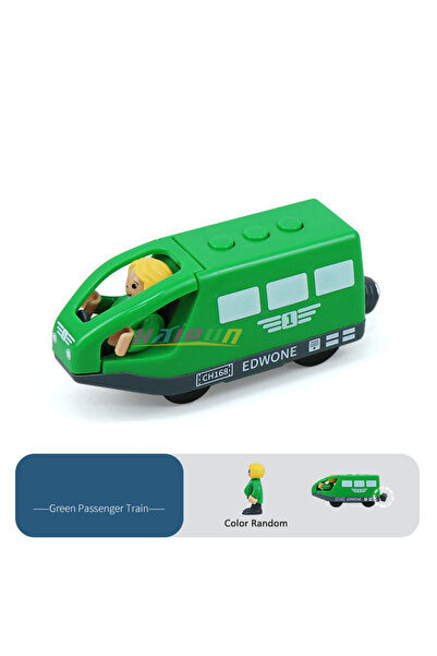 choice2 قطار كهربائي مغناطيسي أخضر مع دمية صغيرة، لعبة سكة حديد خشبية متوافقة مع مسار السكة الحديدية