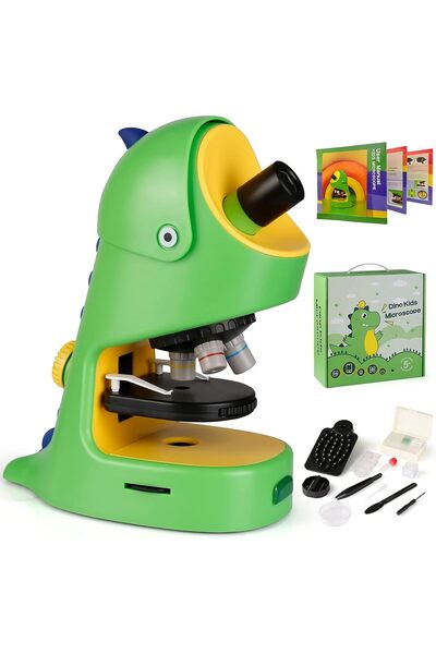 Generic Dinosaur Theme Microscope Set for Kids 40X-400X STEM Learning Kit with Slides & Accessories