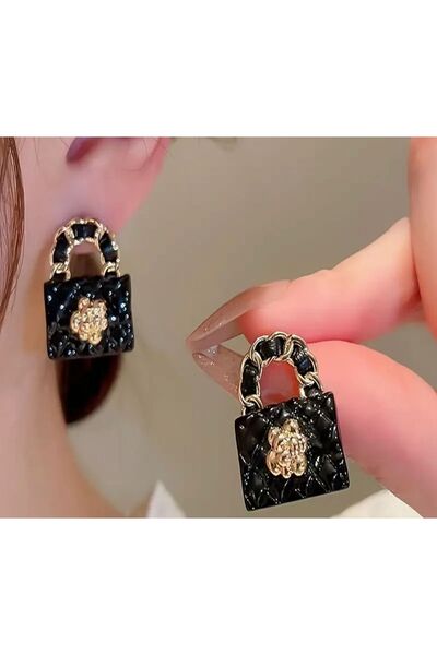 AYDA STORE أقراط صغيرة فرنسية عتيقة الطراز عالية الجودة مع سلسلة فاخرة خفيفة ...