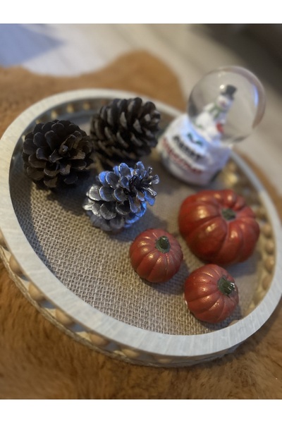 Marrone Beaded Handmade Rustic Tray 30*30