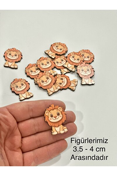 ouzhanya hediyelik Aslanlı Magnet Figürü Magnet Süsleme için 3.5 - 4 cm Ahşap...