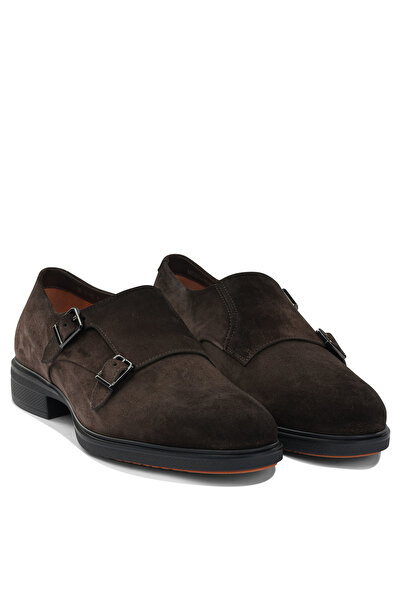 Santoni Suede double buckle loafers