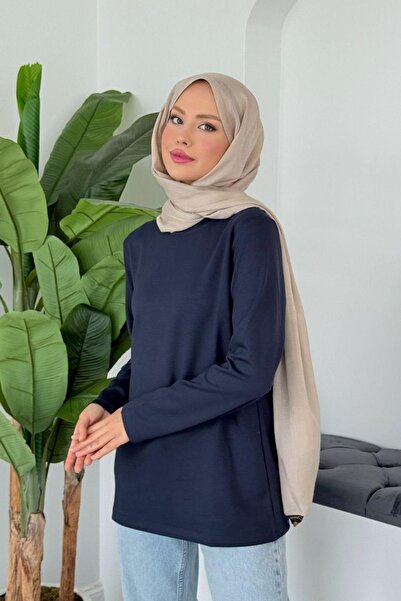 Hazamoda Cotton Long Sleeve Undershirt Navy Blue