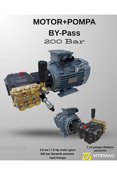 VİTEMAC 200 Bar Motor Pompa By Pass Set 5.5kw motorlu set
