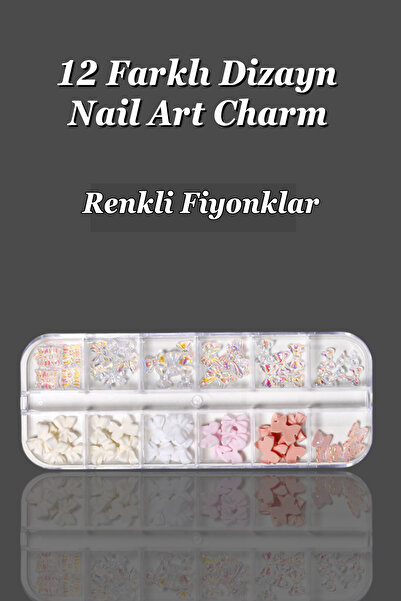 Easy Beauty 12'li Tırnak Süsleme - Nail Art Charm - Nail Art Süs Taşı - Protez Tırnak Çarm Süsü