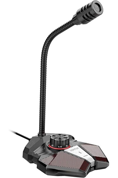 VERTUX ميكروفون ألعاب USB عالي الحساسية مع زر للتحكم في مستوى الصوت