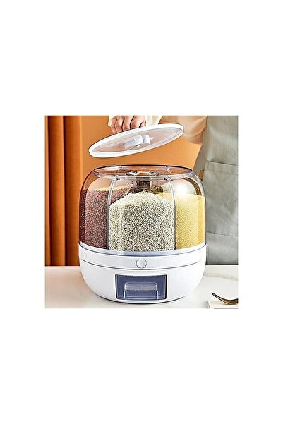 Hope Dry Food and Pulses Organizer 360 Degree Rotatable 6-Compartment Airtight Storage Box